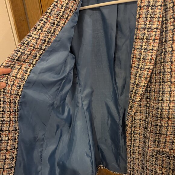 Anne Klein Women's Multicolor 3/4 Sleeve Open Front Tweed Jacket/Blazer-Size M - Picture 5 of 5